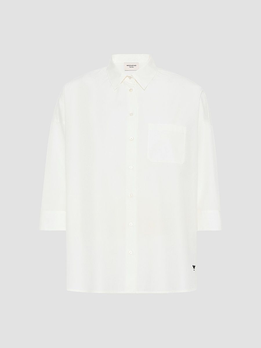 Women's Boxy Cotton Poplin Shirt - White - Size 8