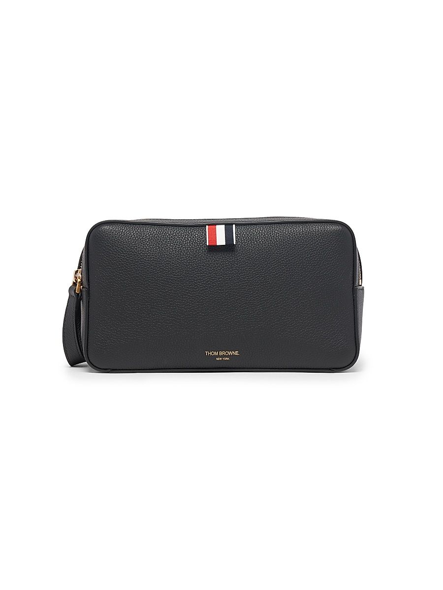 Pebble Grain Leather Cosmetic Bag - Black