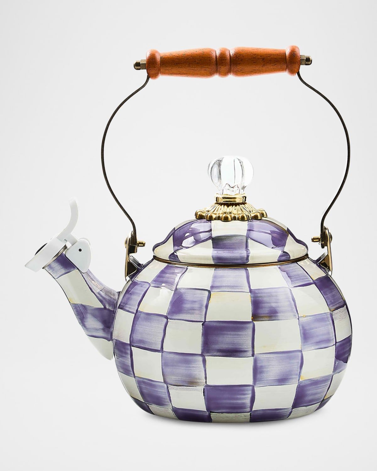 Violet Check Whistling Tea Kettle, 2 Quarts