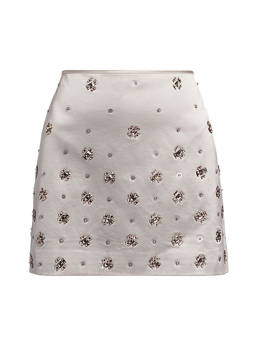 Women's Olenna Crystal-Embellished A-Line Miniskirt - Silver - Size 16