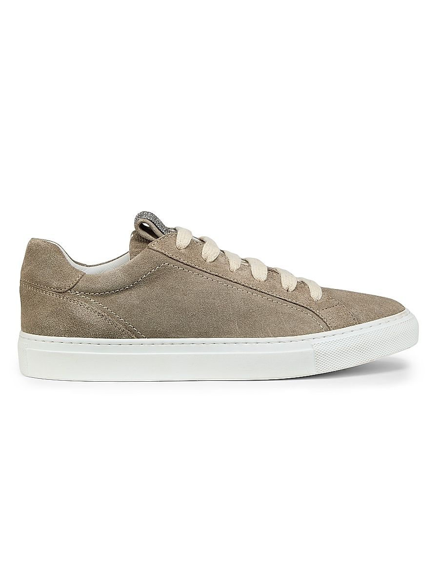 Women's Suede Low-Top Sneakers - Safari - Size 10