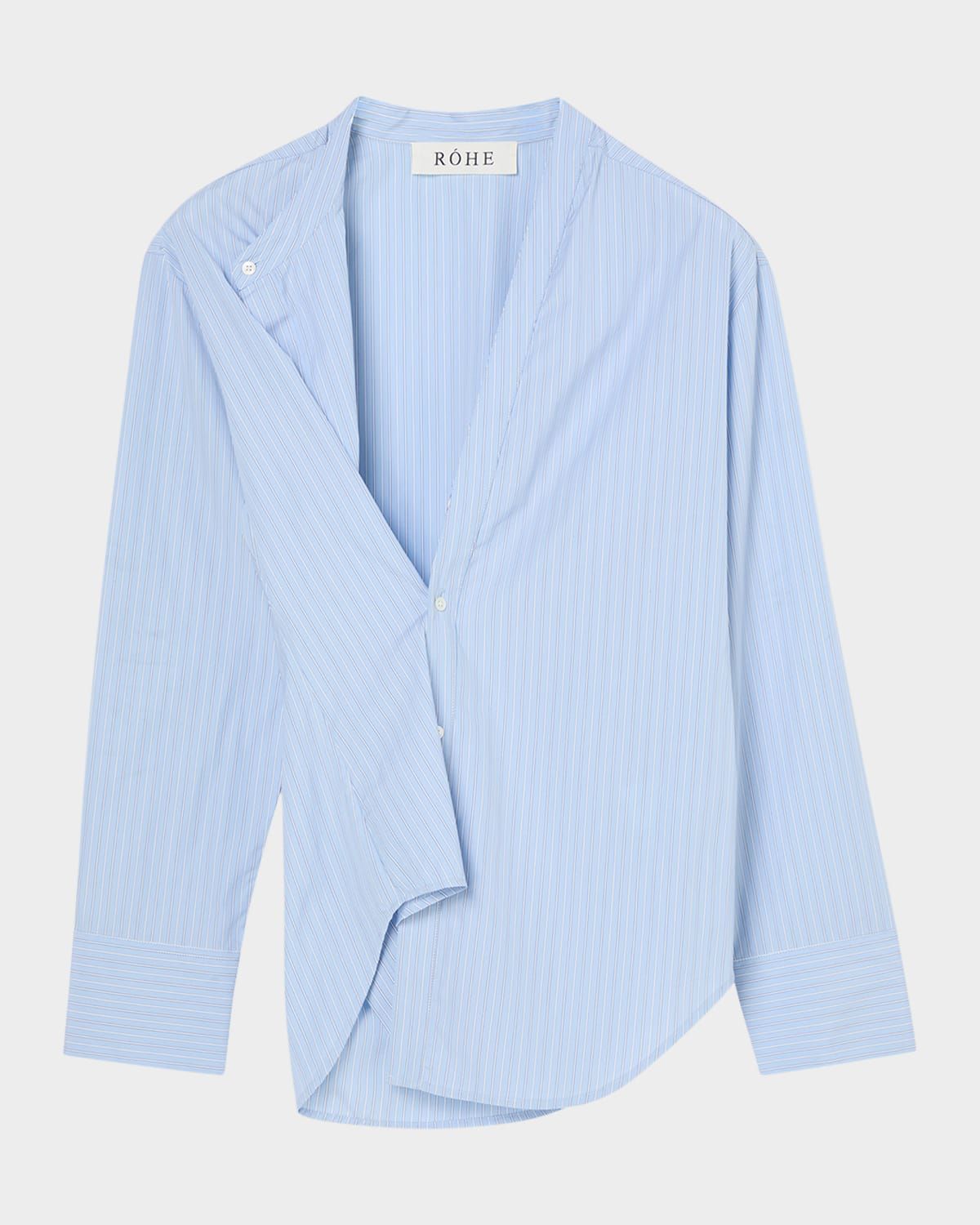 Stripe Long-Sleeve Overlap Shirt