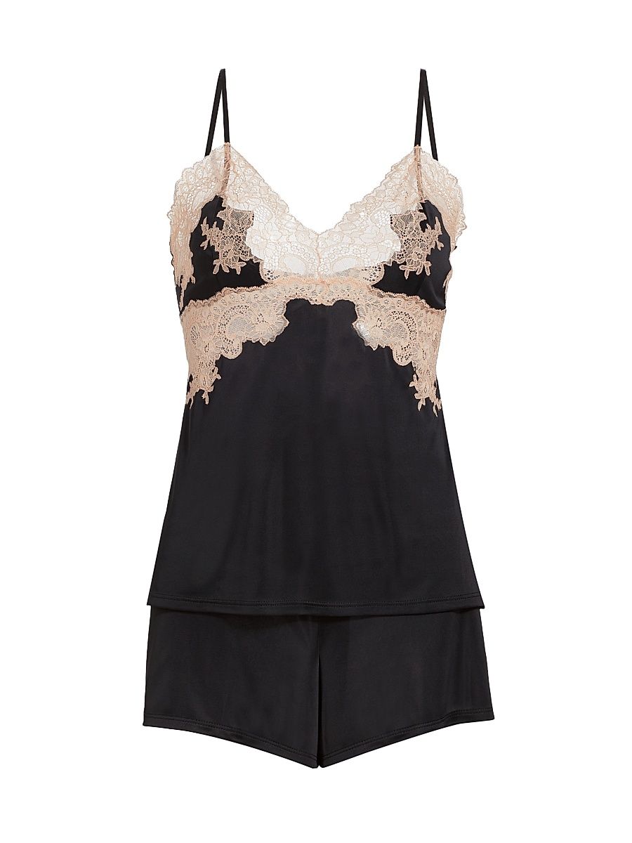 Women's Enchant Lace Camisole Short Set - Black - Size Large