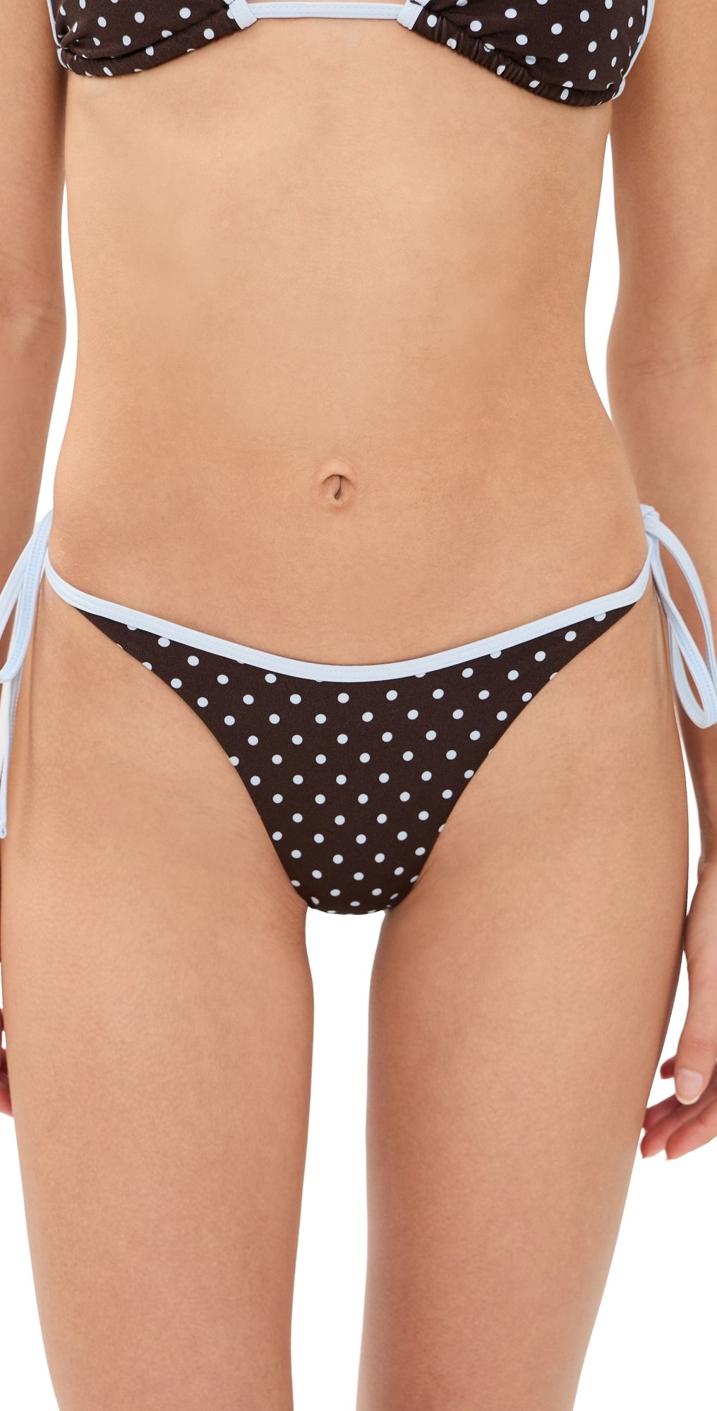 Lioness Rio Tie Bikini Bottoms CHOCOLATE BLUE POLKA S