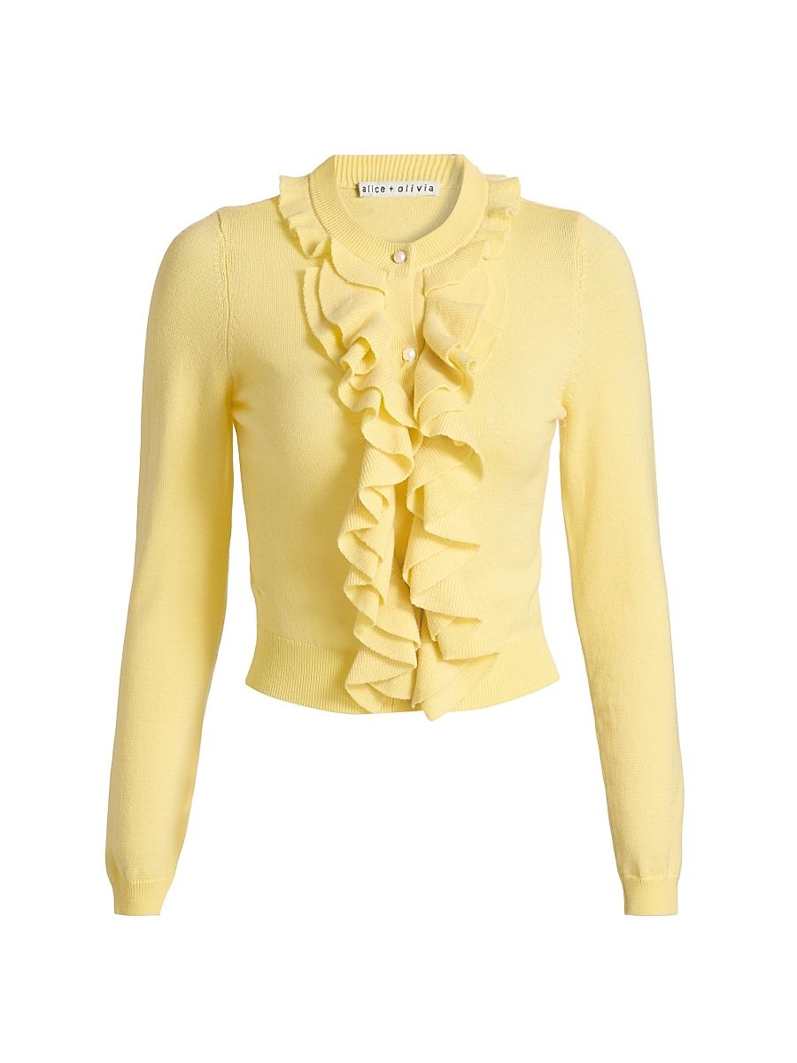 Women's Dollie Ruffled Cashmere Cardigan - Butter - Size Large