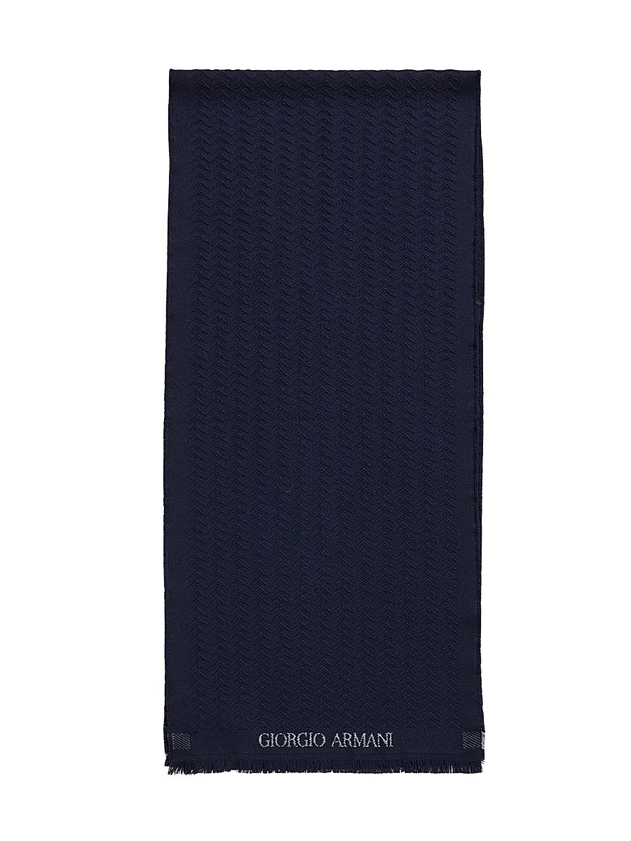 Men's Chevron Virgin-Wool Knit Scarf - Nero