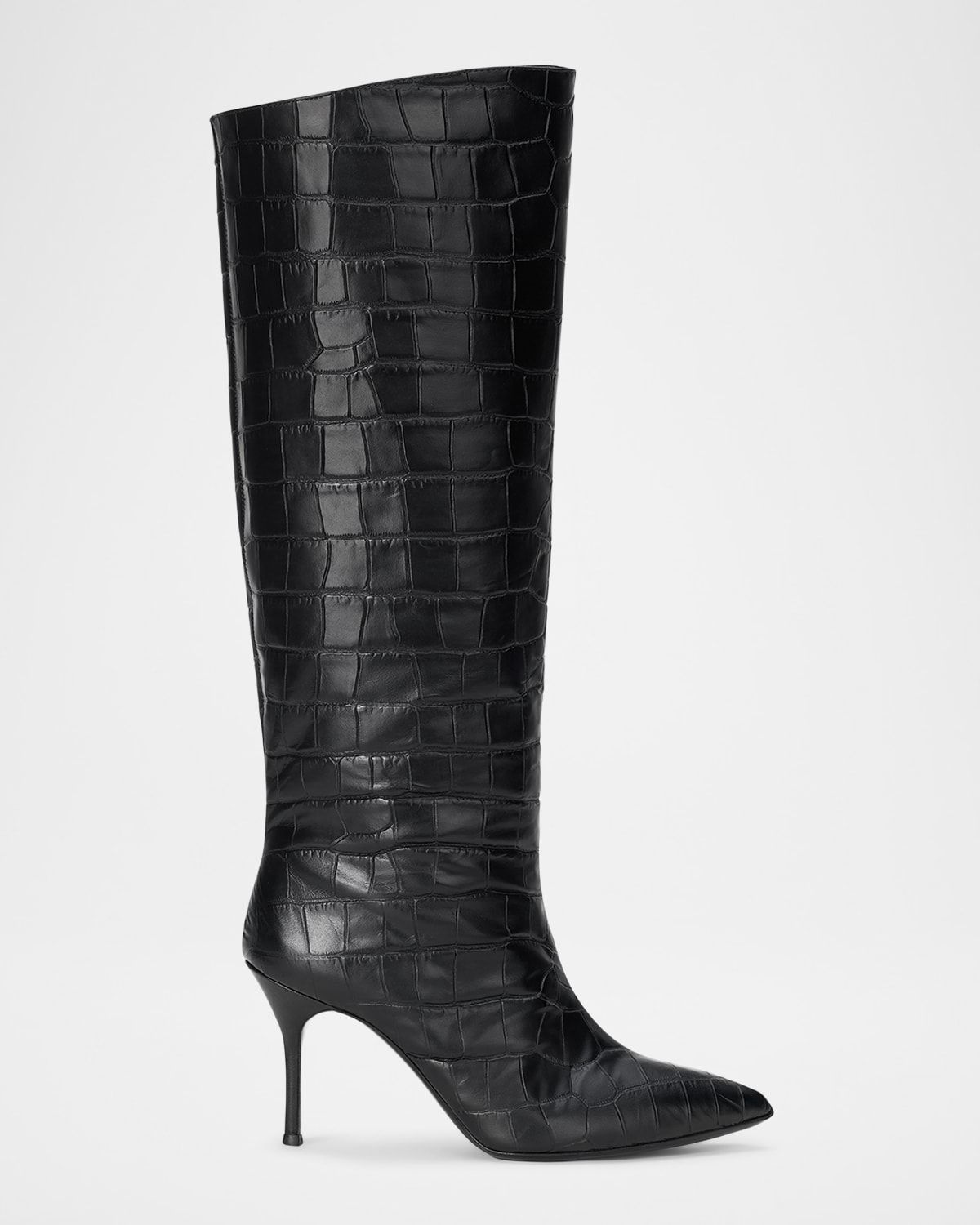90mm Sebastian Croco Leather Knee-High Boots