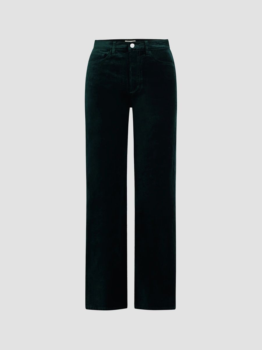 Joe's Jeans Women's The Margot Velveteen High-Rise Straight-Leg Jeans - Pine - Size 34