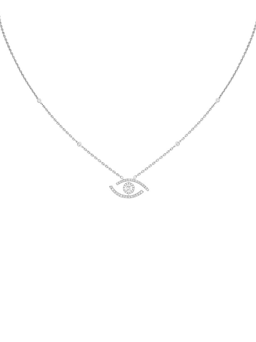 Women's Lucky Eye 18K White Gold & Pavé Diamond Necklace - White Gold