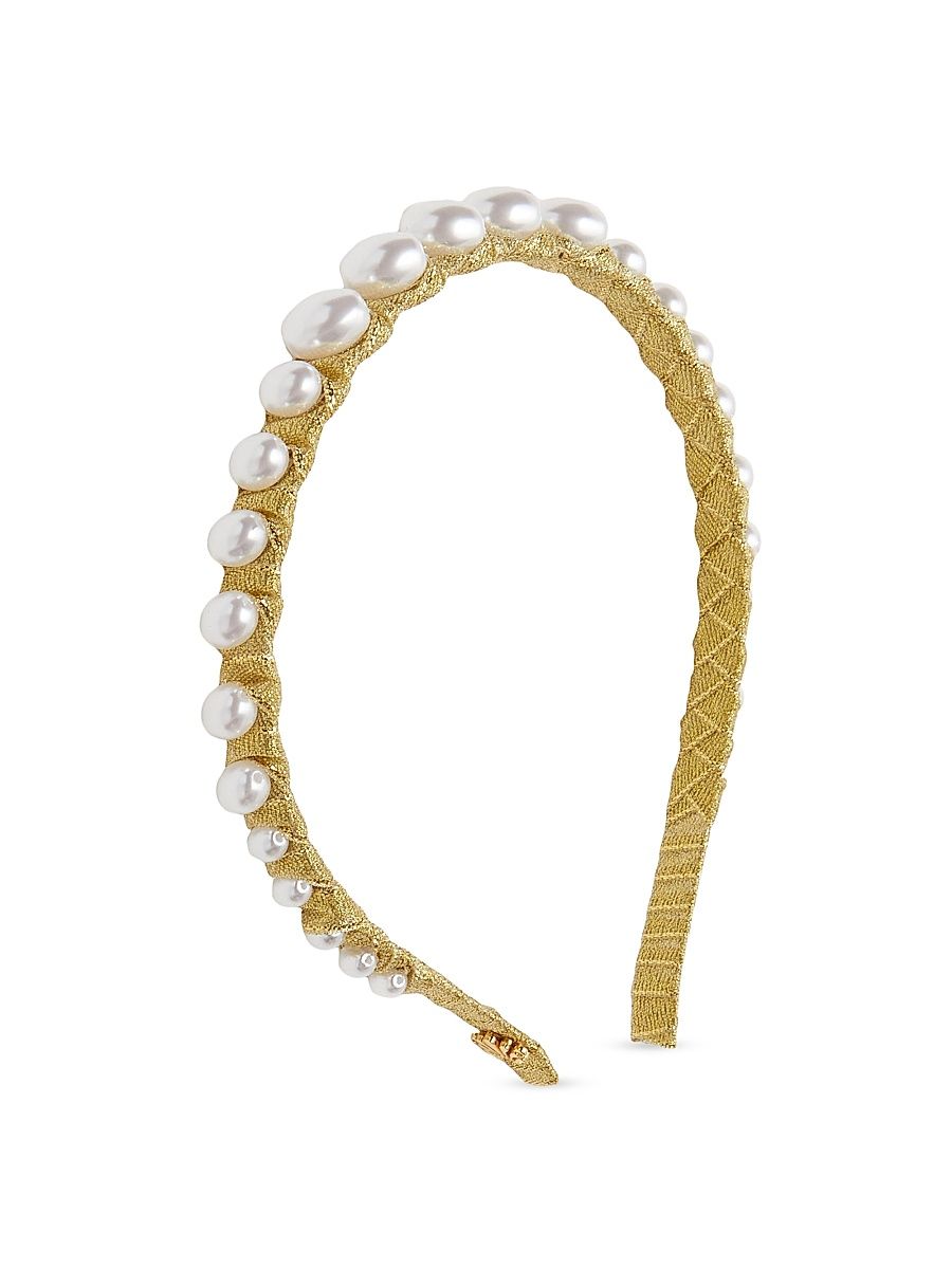 Women's Graduated Imitation Pearl Headband - Gold