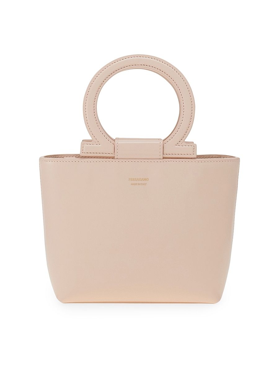 Women's Leather Top Handle Bag - Ballet