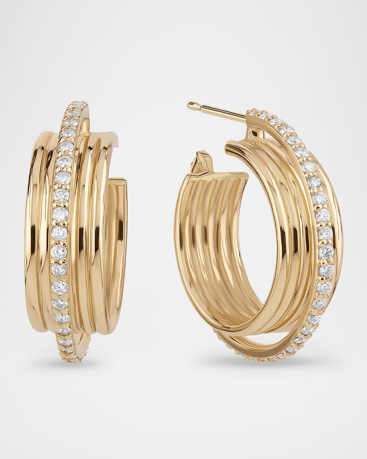 14K Gold Lana Kinetic Diamond Huggie Earrings