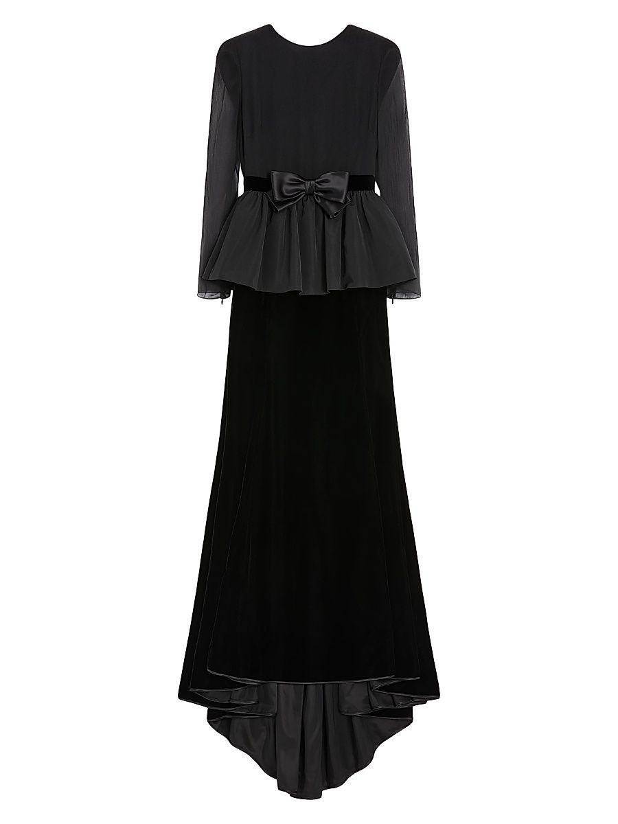 Women's Long Dress in Sable Velvet - Black - Size 4