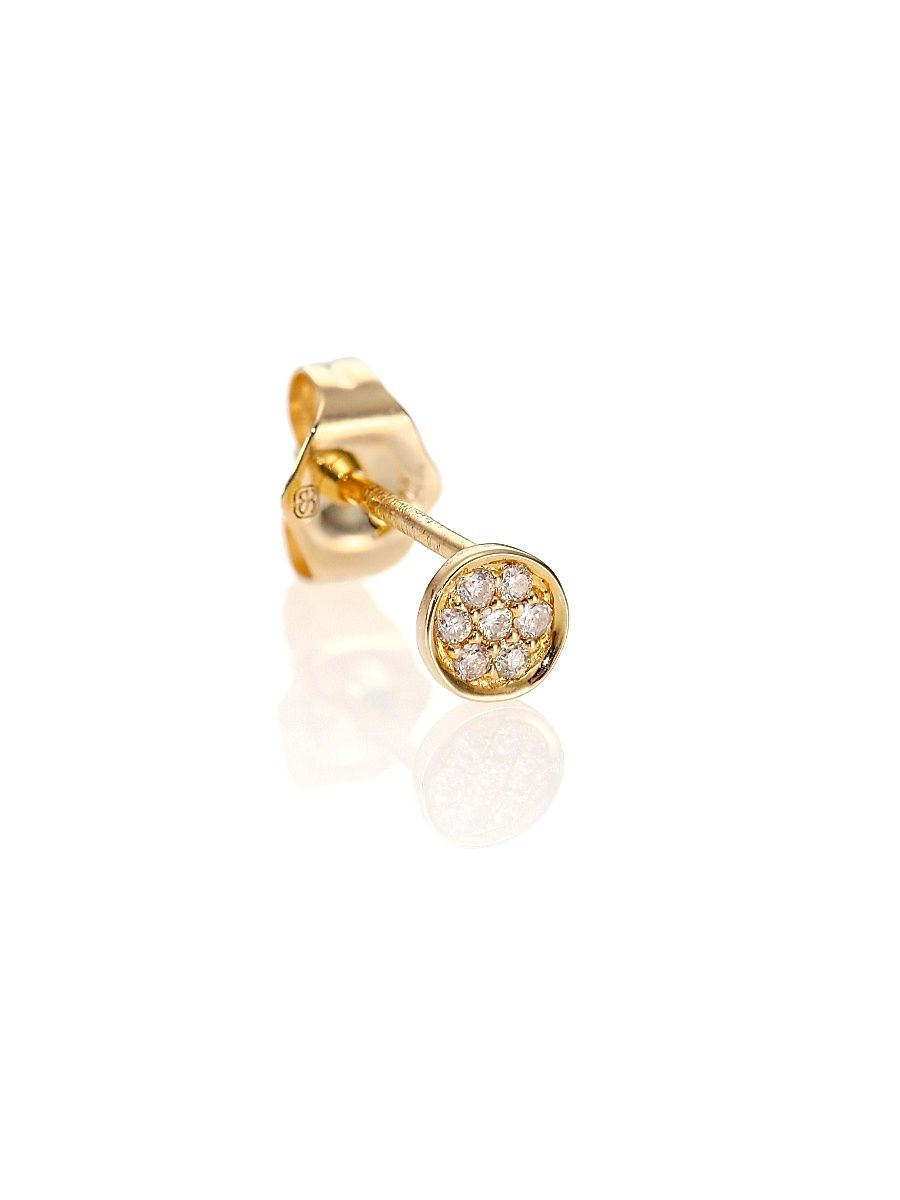 Women's Diamond & 14K Yellow Gold Tiny Disc Single Stud Earring - Gold