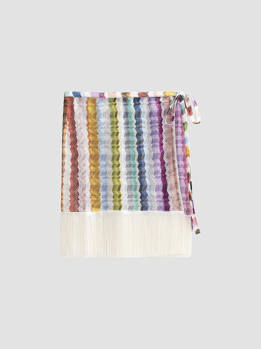 Women's Chevron Fringe Sarong Mini Skirt - Size 8