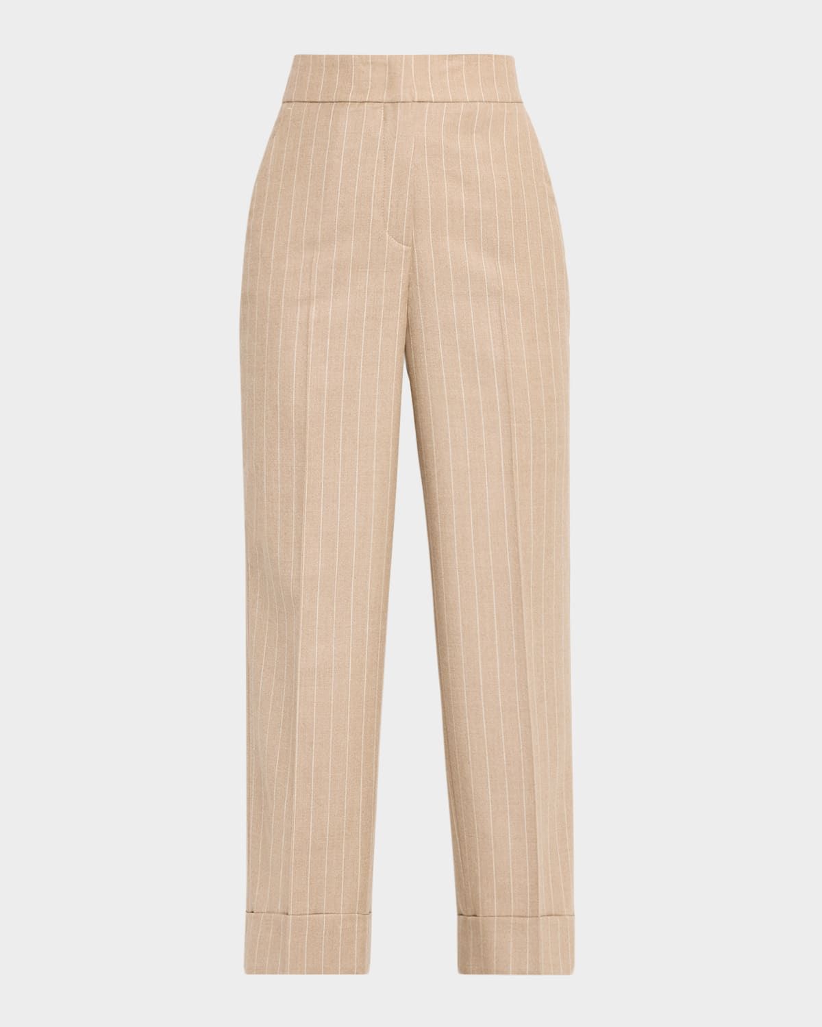 Cropped Pinstripe Wool-Blend Pants