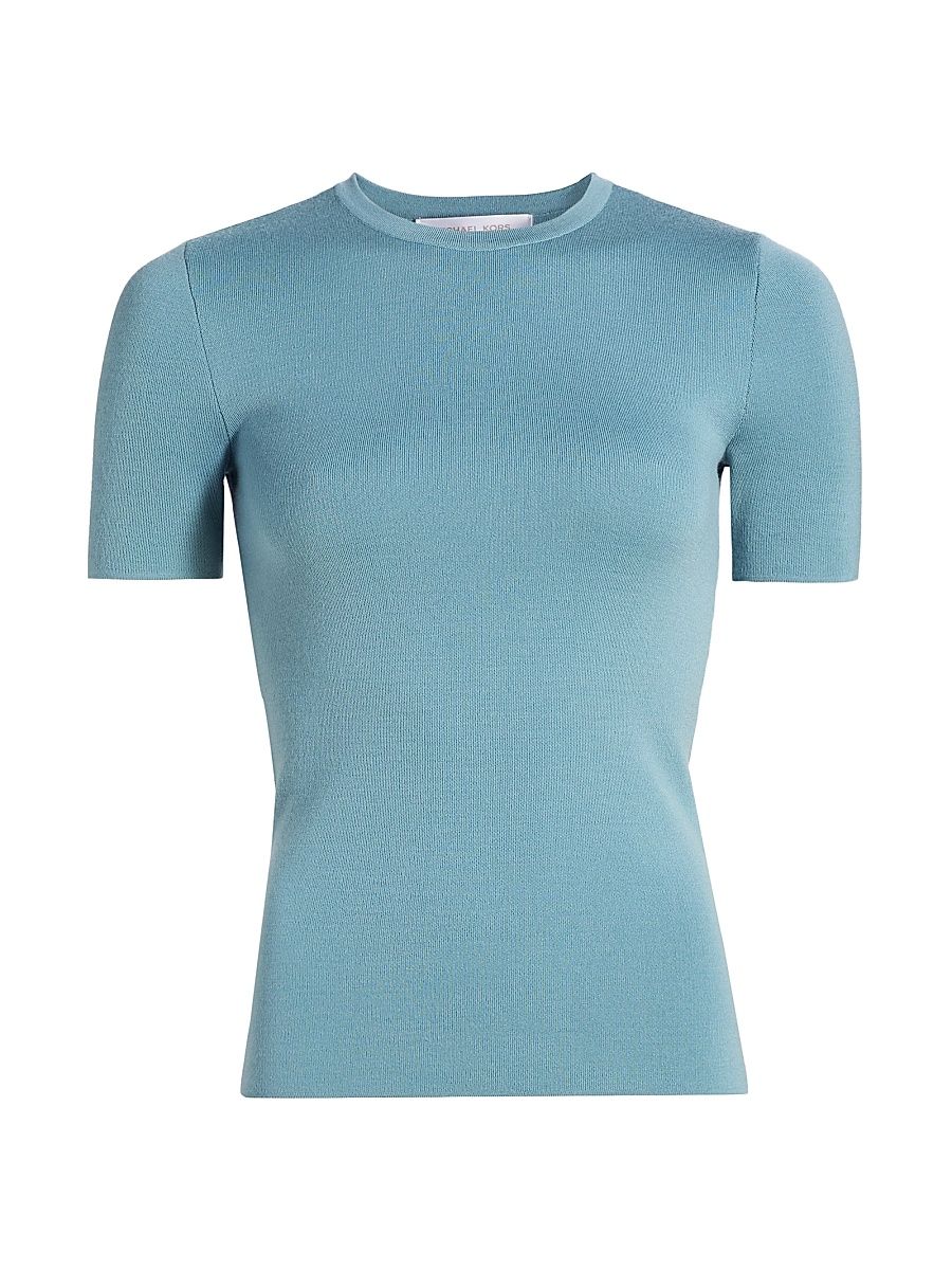 Women's Cashmere Crewneck T-Shirt - Seaglass - Size XL