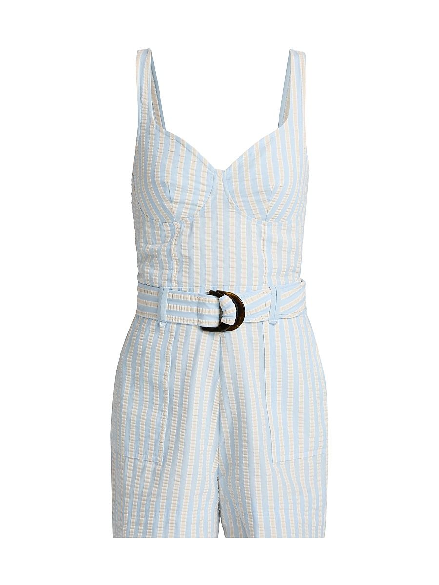 Women's Kai Bustier-Style Romper - Hydrangea Blue Stripe - Size Large