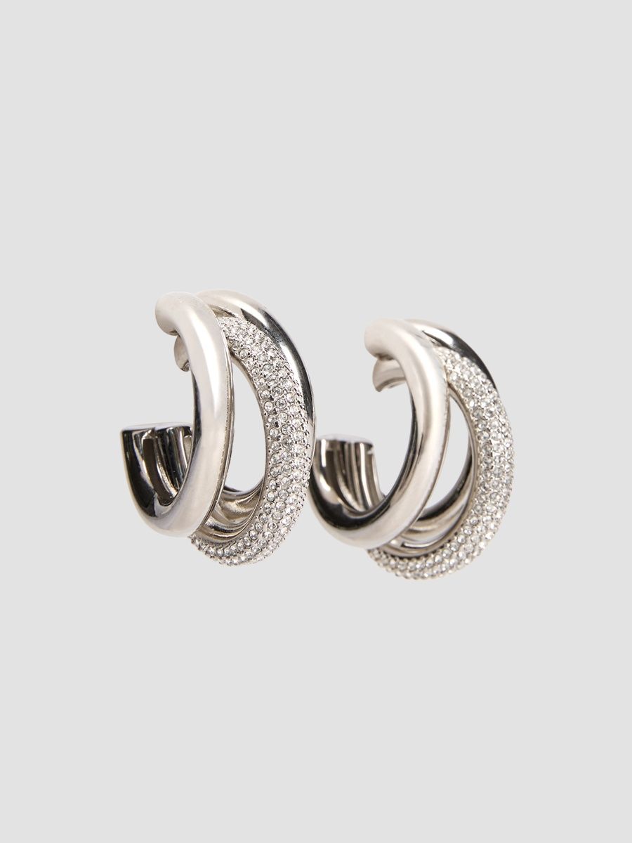 Rabanne Women's Bo Creole Crystal-Embellished Hoop Earrings - Silver Crystal