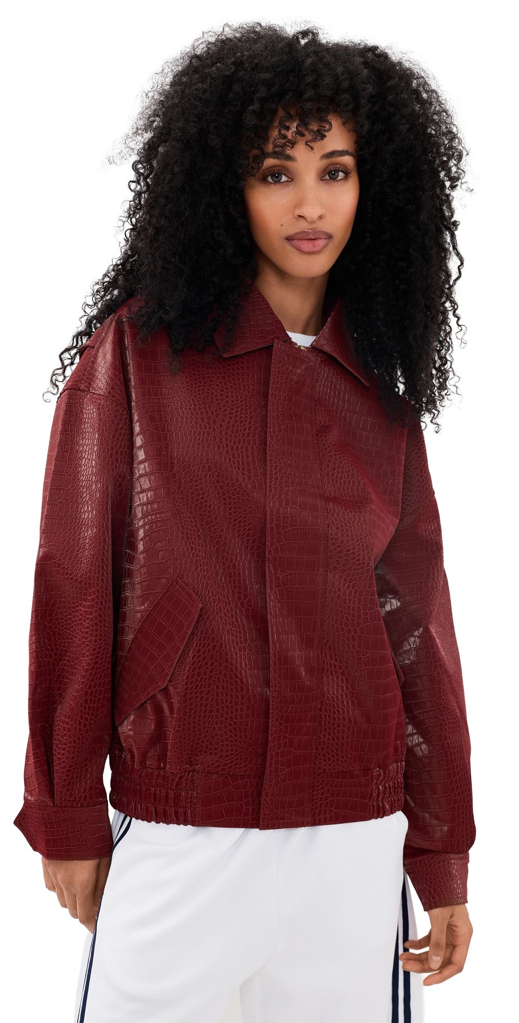 Lioness Kenny Faux Leather Bomber Jacket Cherry XXS