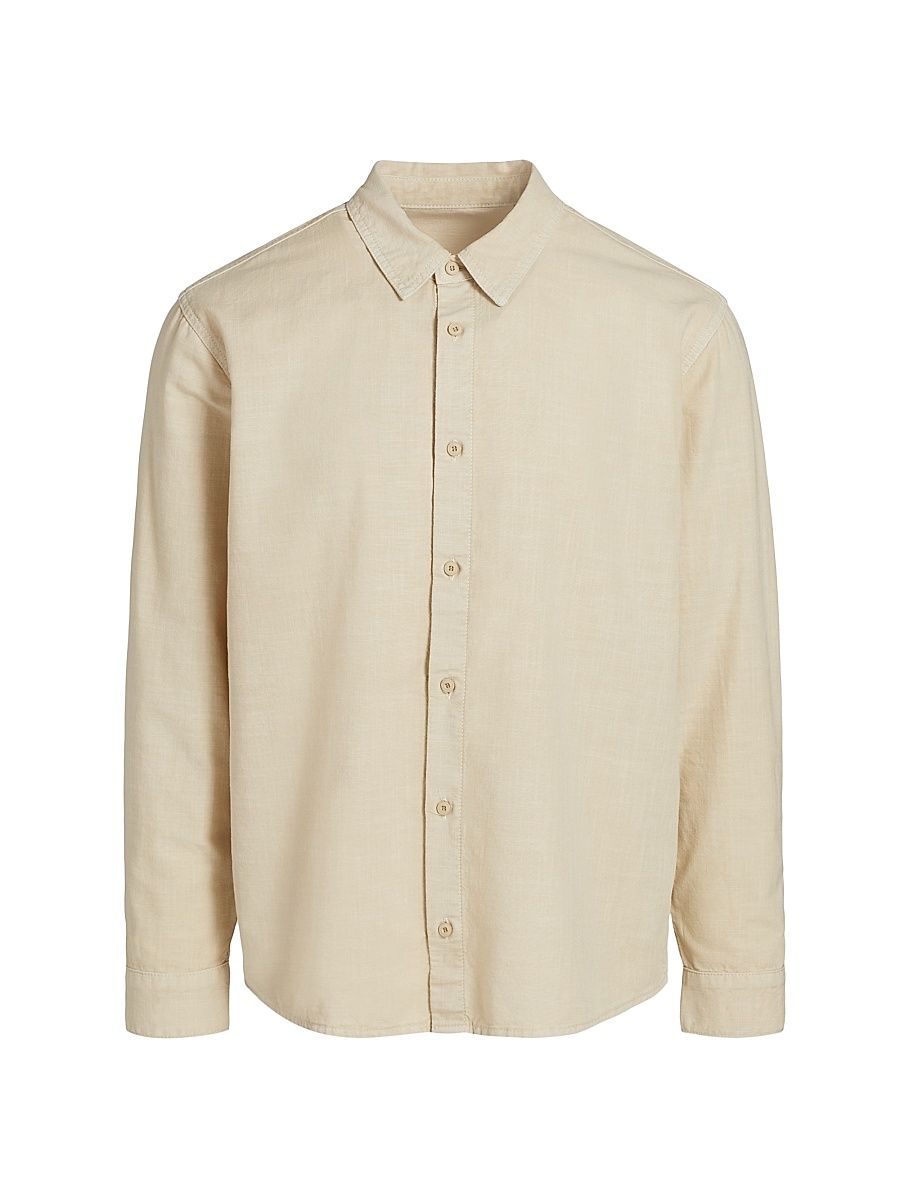 Men's Russom Cotton Button-Front Shirt - Brown - Size Medium