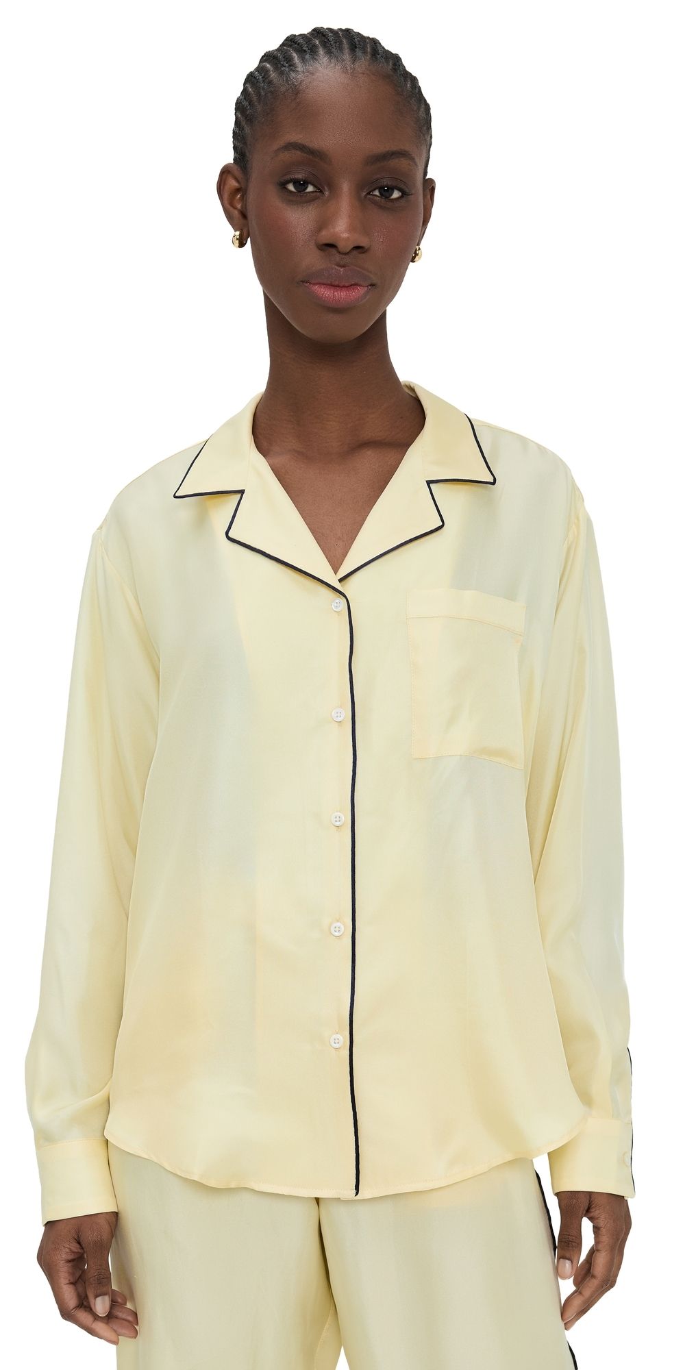 Comme Si Notched Collar Shirt Butter/Black XS