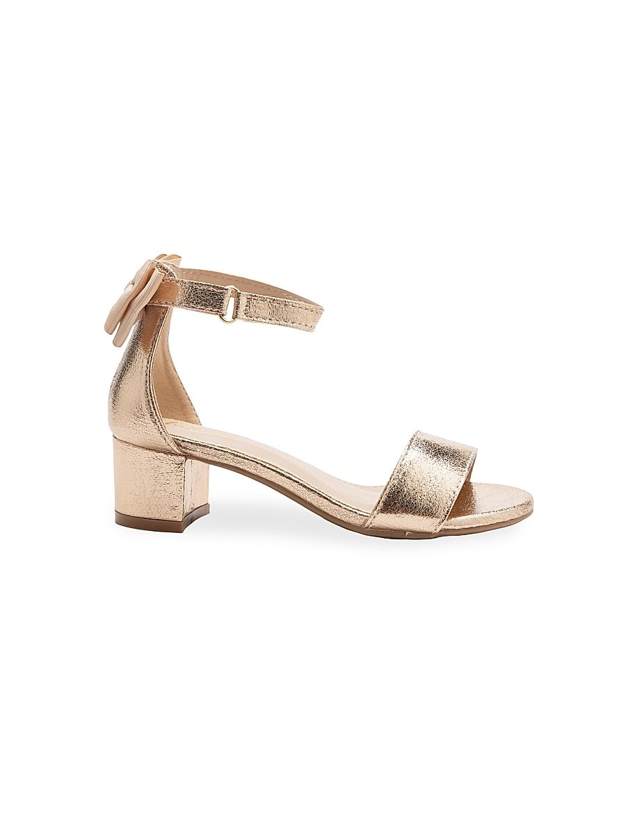 Little Girl's & Girl's Metallic Banded Block Heels - Gold - Size 5 (Child)