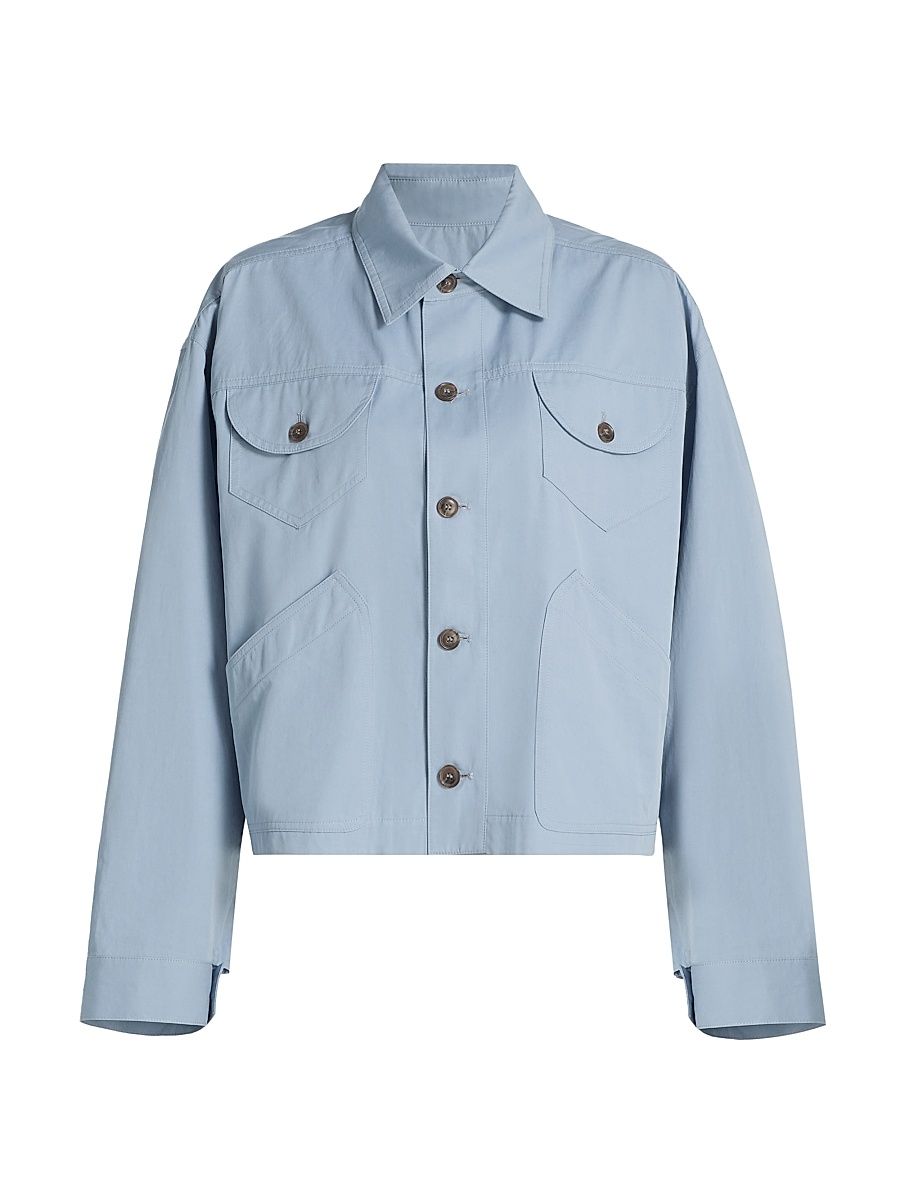 Women's Cotton Drop-Shoulder Utility Jacket - Sky Blue - Size XL