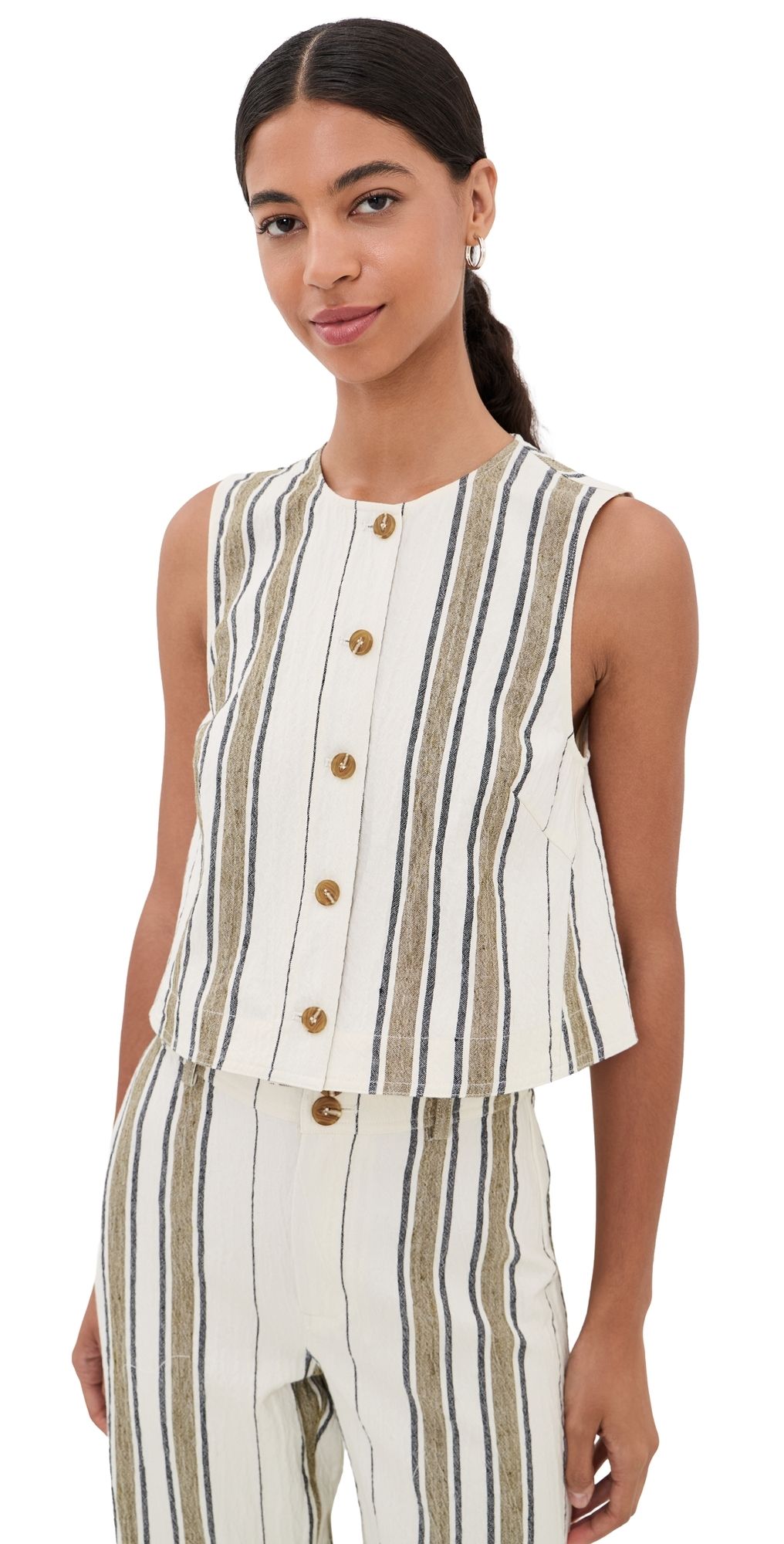 Apiece Apart Stripe Godet Tank Affogato Stripe 4
