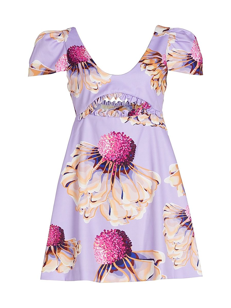 Women's Judith Floral Minidress - Lilac Daisies - Size XS
