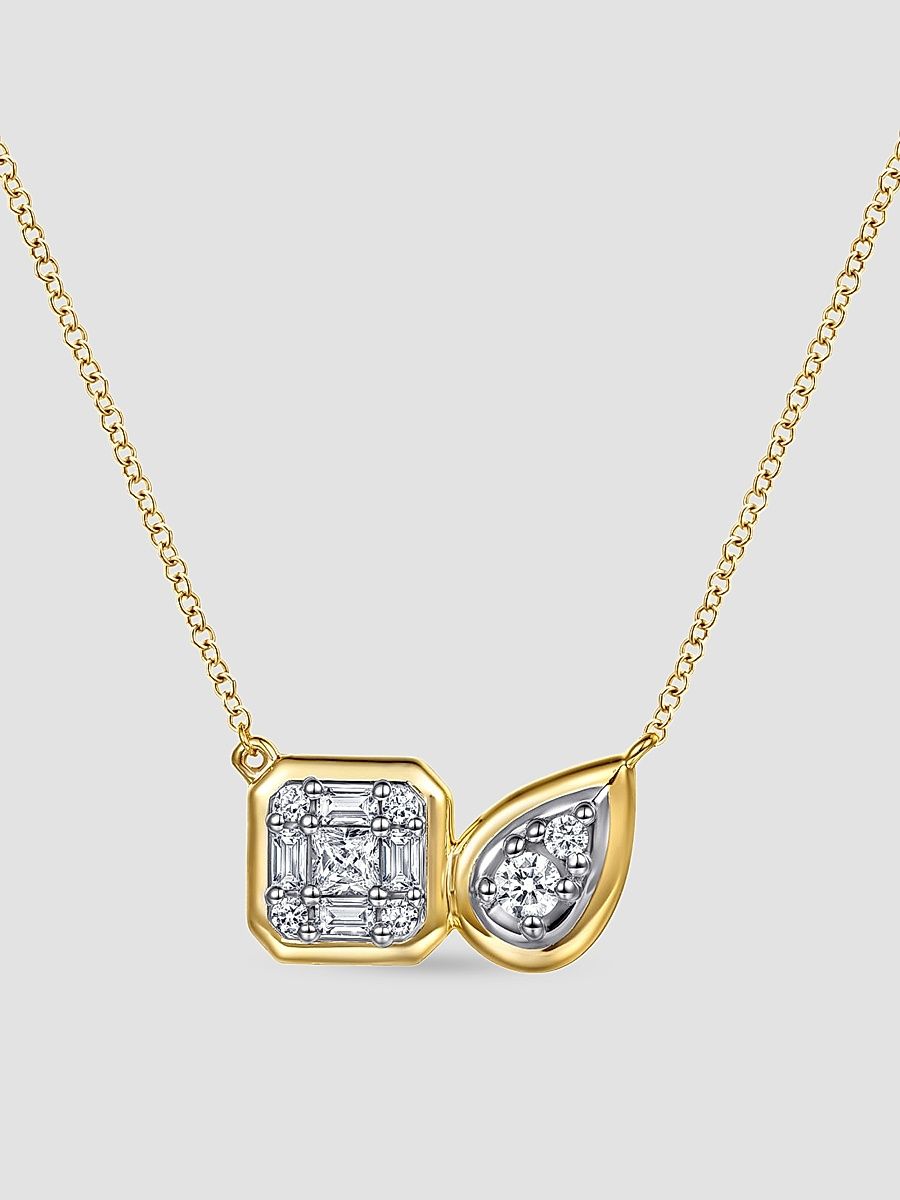 Gabriel & Co Women's Contemporary Two-Tone 14K Gold & 0.40 TCW Diamond Pendant Necklace - Yellow Gold