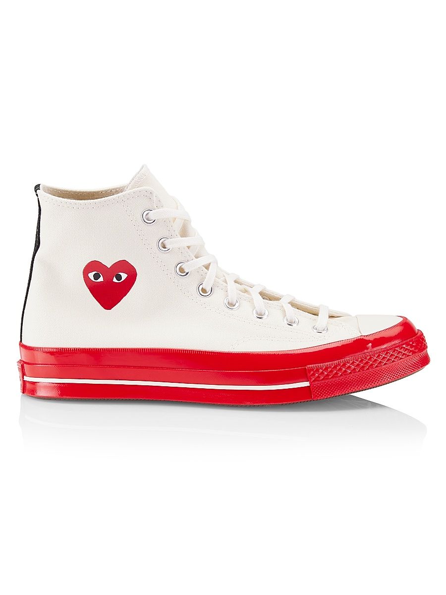Men's CdG PLAY x Converse Chuck 70 High-Top Sneakers - Off White - Size 9