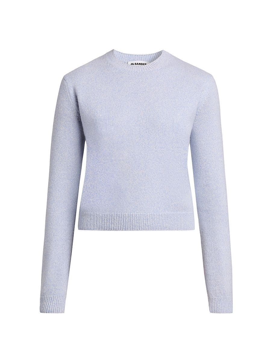 Women's Wool-Cashmere Crewneck Sweater - Blue Haze - Size 14