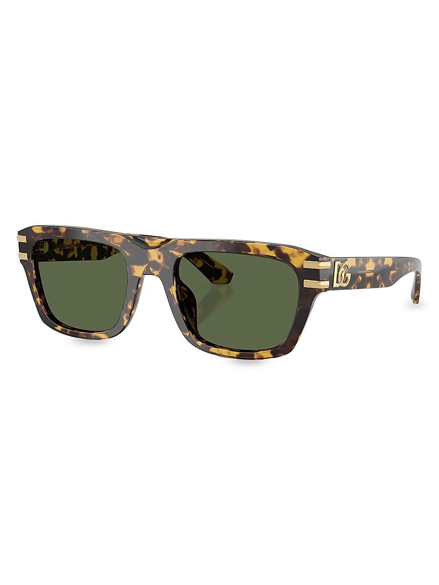 Men's 54MM Rectangular Sunglasses - Yellow Havana Green