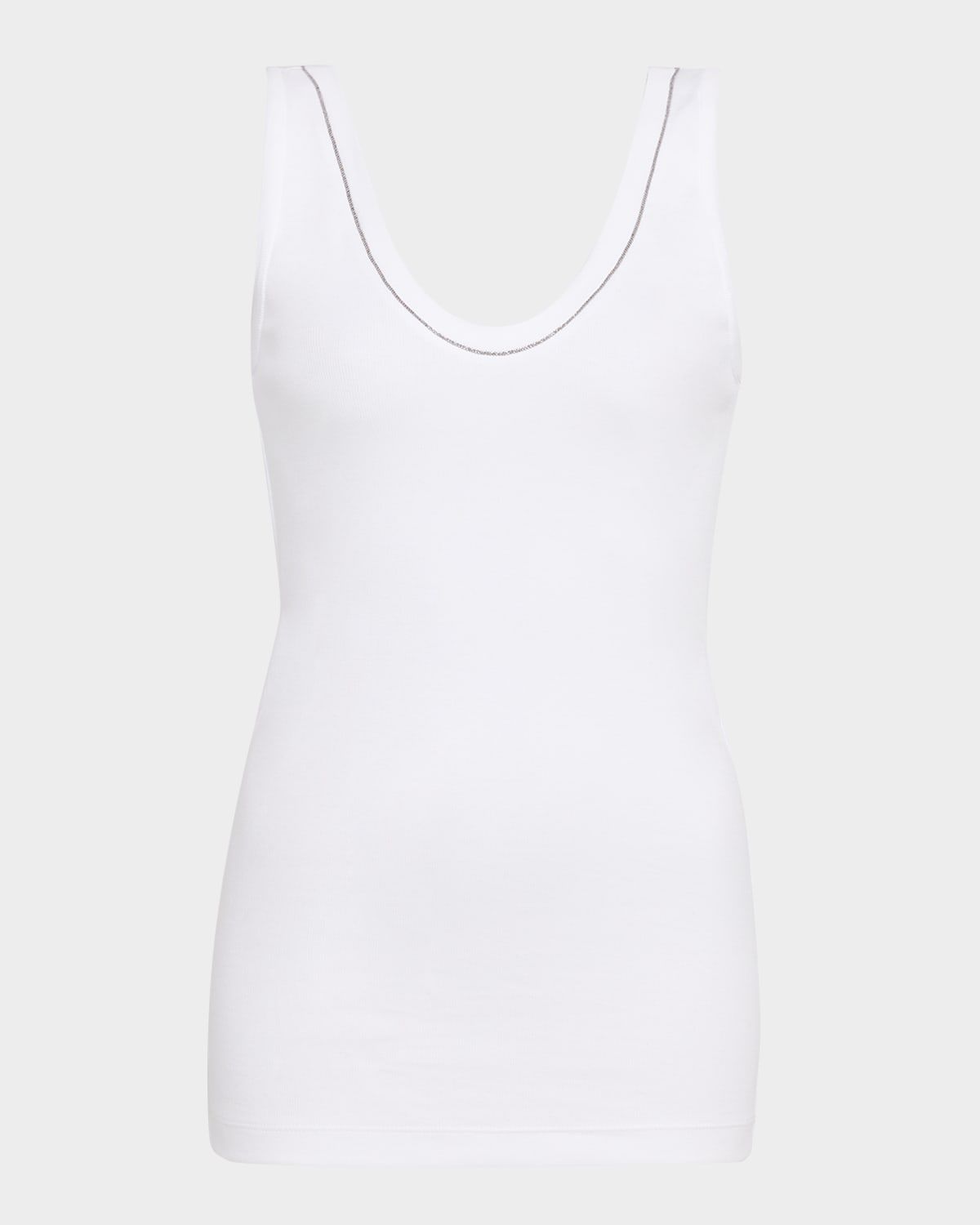 Monili Scoop-Neck Flat Cotton Rib Tank Top