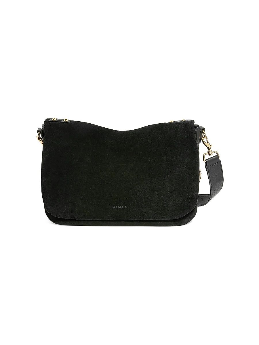 Women's Gramercy Suede Messenger Bag - Black Suede