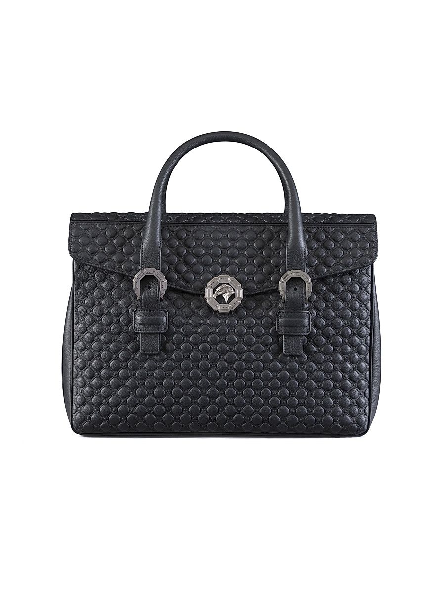 Men's Calfskin Leather Briefcase - Black