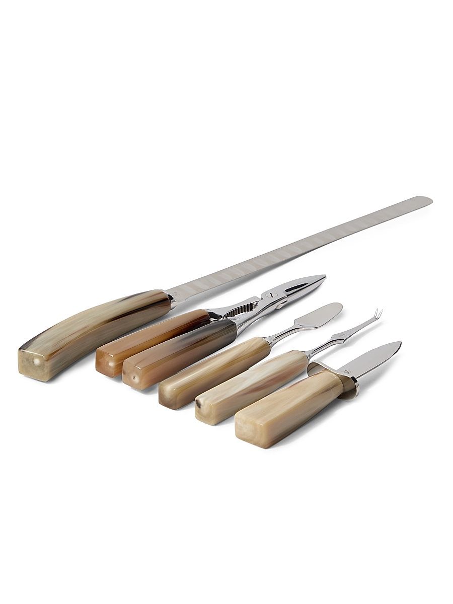 Buffalo Horn and Steel Crudités Cutlery Set - Natural Horn