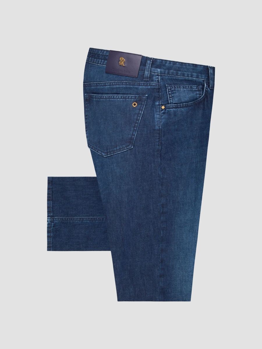 Stefano Ricci Men's Cotton Blend Tapered Jeans - Dark Blue - Size 30