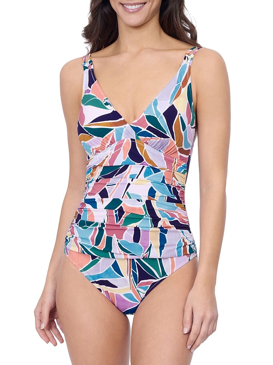 Women's Aura V-Neck Strappy One-Piece Swimsuit - Size 16
