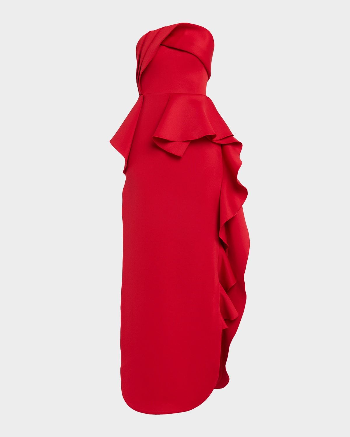 Strapless Ruffled Column Gown