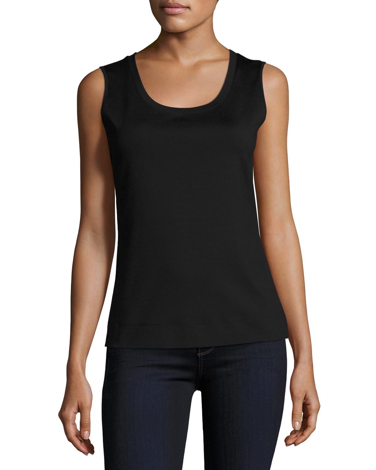 Stretch Cotton Scoop Neck Tank