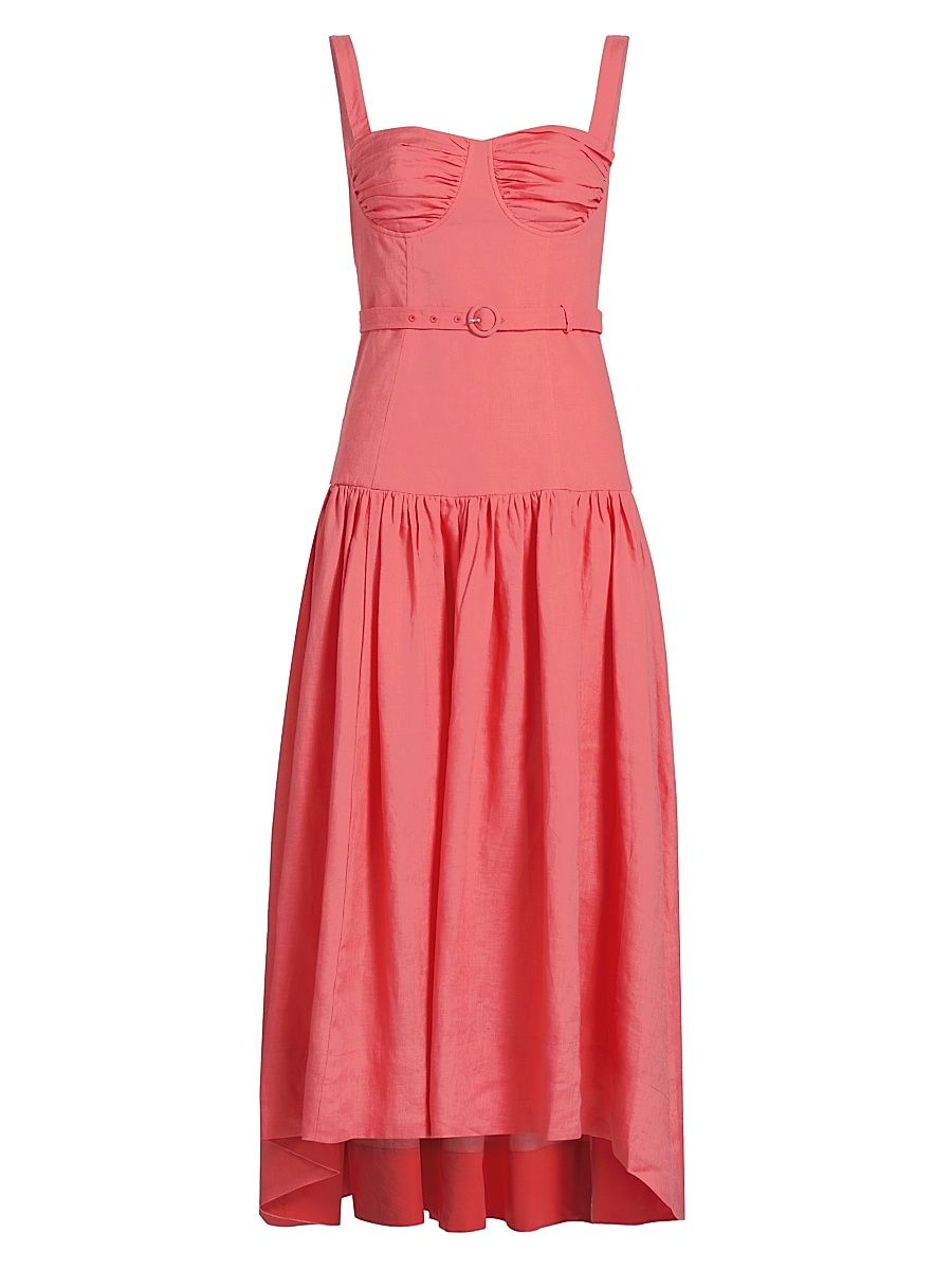 Women's Drenica Linen Bustier Midi-Dress - Papaya - Size 10