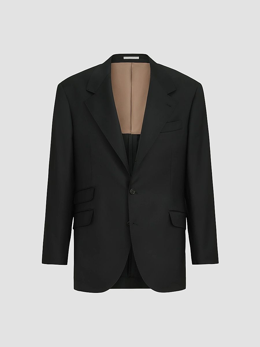 Men's Super 150s Virgin Wool Four Season Batavia Cavallo Tailor Blazer - Black - Size 46