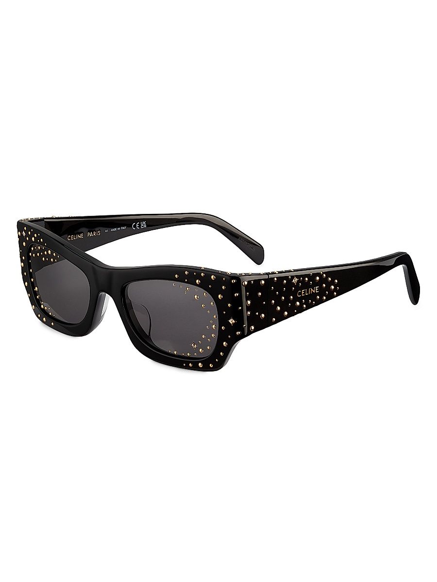 Women's Animation 52MM Cat-Eye Sunglasses - Shiny Black Smoke
