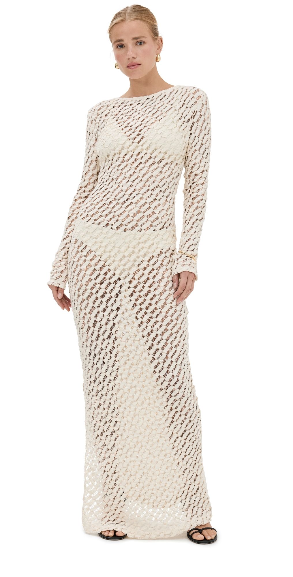 Róhe Lace Boat Neck Dress Cream 40
