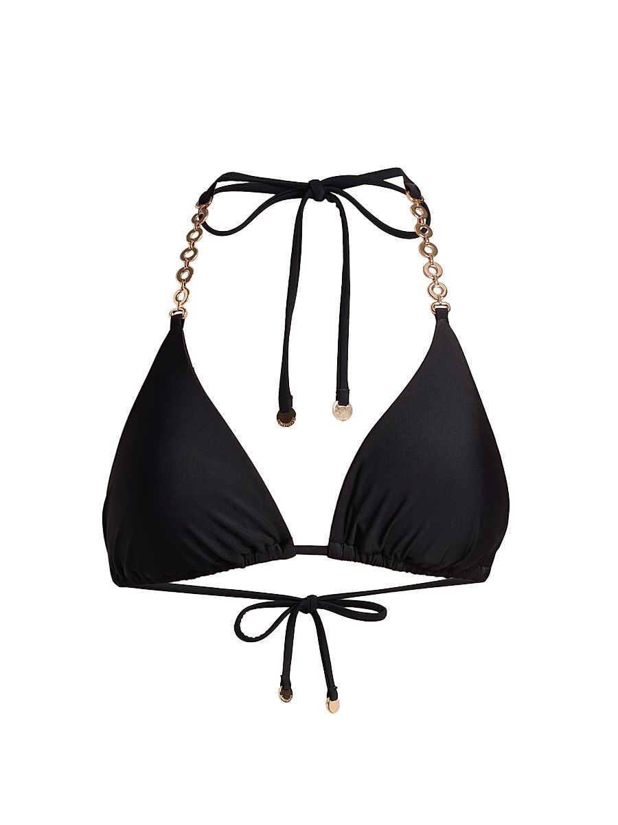 Women's Terry Embellished Bikini Top - Black - Size XL