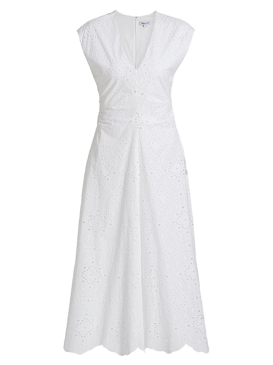 Women's Aven Eyelet Cotton A-Line Midi-Dress - White - Size 6