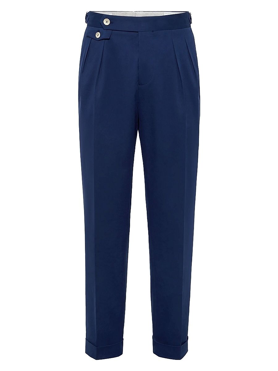 Men's Tailor Fit Trousers with Double Pleats and Waist Tabs - Lagoon - Size 42