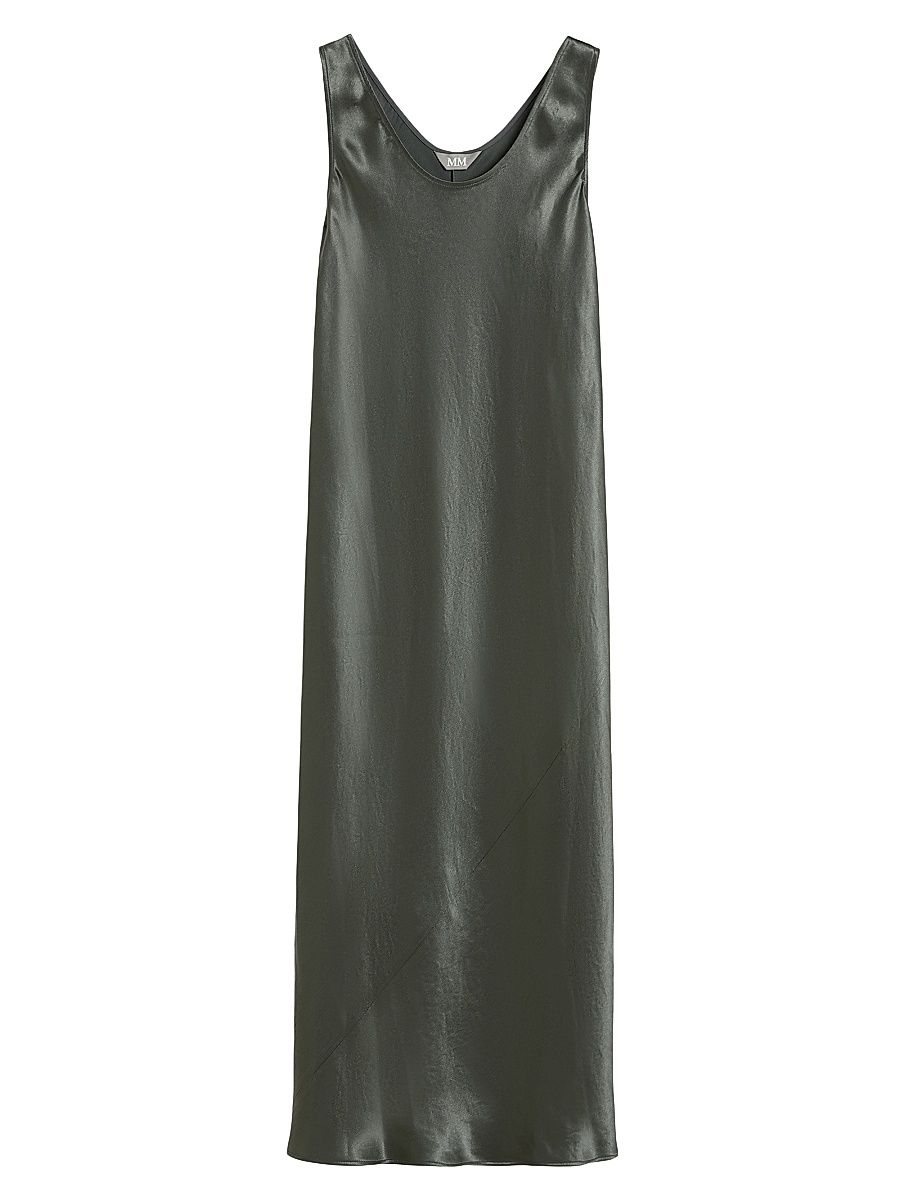Women's Long Satin Dress - Dark Grey - Size 16